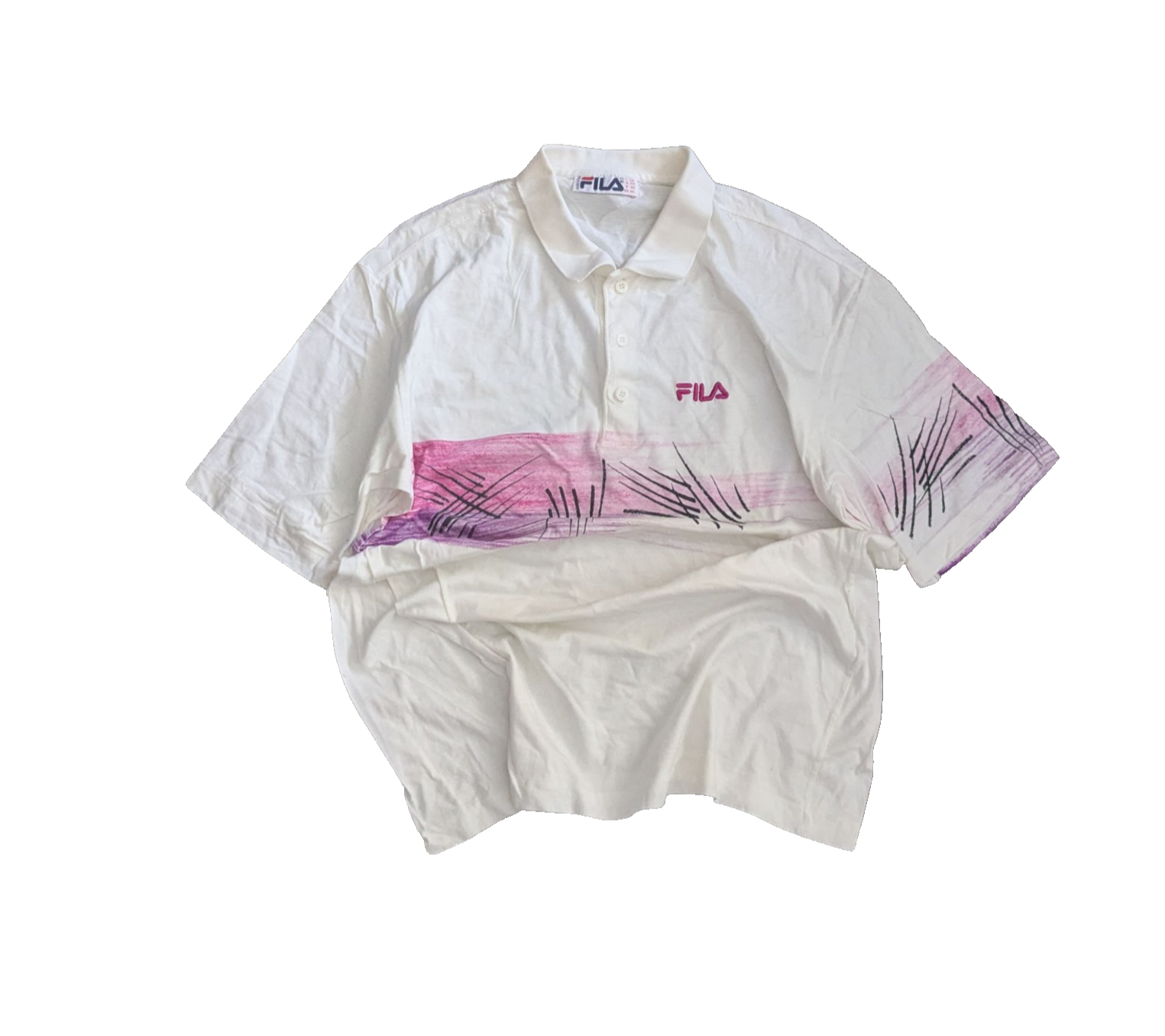 Fila Vintage retro 90s Mens Size 46 Tennis Polo shirt white embroidered logo