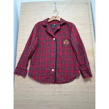 Lauren Ralph Lauren Red Plaid Pajama Top Long Sleeve Button Front Size S