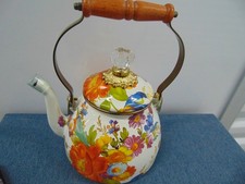 MacKenzie-Childs White Flower Market Tea Kettle 2 qt. New No Box