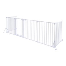 Uimoso Freestanding Dog Gate 30" Tall 6-Panel Foldable Metal Pet Gate White