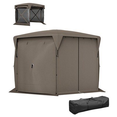11x11ft Pop Up Gazebo Screen Tent with Removable Roof Cover, Roll-up Wind Panels