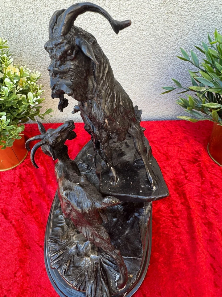 BEAU BRONZE ANIMALIER JULES MOIGNIEZ - BOUC ET CHEVRE SUR UN ROCHER - Photo 4/4