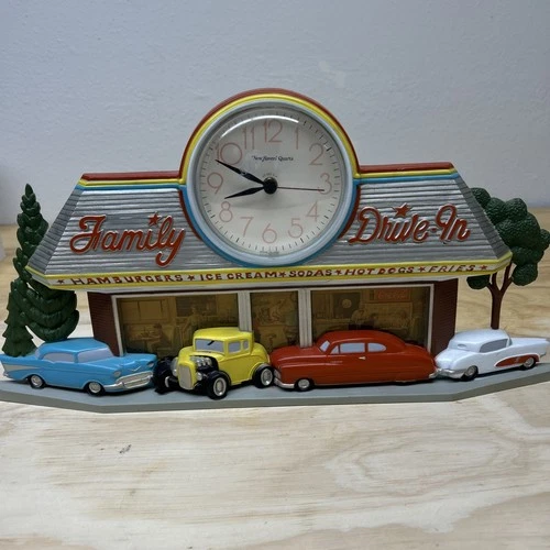Vintage Coca-Cola Family Drive In Diner Wall Clock Burwood Cars Works Great Coke