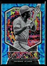 2021 Mosaic Vintage Blue Reactive Prizm Lou Brock 99/99 St. Louis Cardinals #V8