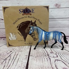 Rare Peter Stone Blue Striped Lace Agate Horse Glossy