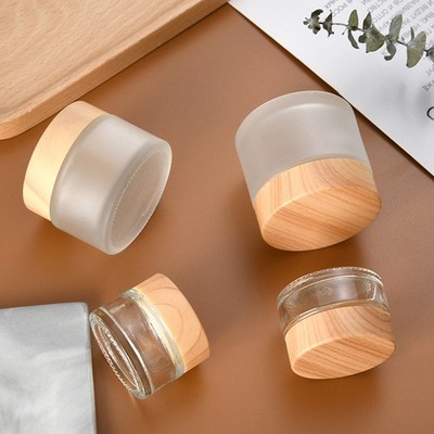 Mini Glass Jar Cosmetics Subpackage Filling Wood Cap Bottle Storage Container