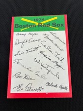 BOSTON RED SOX 1974 TOPPS TEAM CHECKLIST YAZ, FISK,  UNMARKED BASEBALL CARD