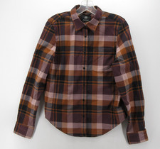 Flylow Top Women Small Brown Brigitte Tech Flannel Shirt Plaid Hiking Snap Down