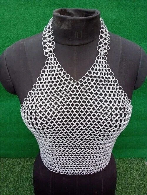 Sexy sujetador de cota de malla de aluminio, disfraz de aluminio, ropa para mujer Foto 4 de 4