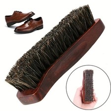 Natural wood Bristle Horse Hair Shoe Boot Brush Care Clean Shine Polish.