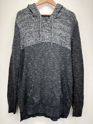 Fashion Nova size XL Men s Black Gray Knit Pullover Hoodie Sweater NWT