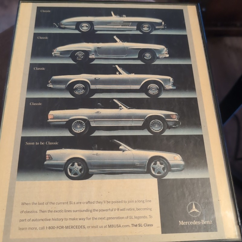 8x 10 Framed Vintage Mercedes Benz Ad