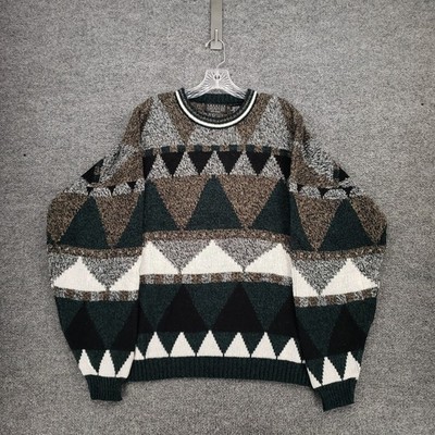 VINTAGE Sweater Graphix Mens XL Multicolor Crew Neck Geometric Pullover 90s