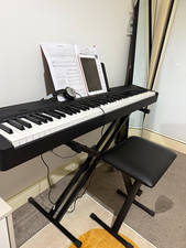 Yamaha P-145 88-Key Digital Piano Keyboard Black w/ Stand, Sustain Pedal & Bench