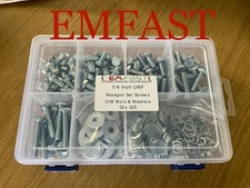Selection Box 1/4 UNF Hexagon Head Set Screws c/w Nuts & washers Hex Assortment
