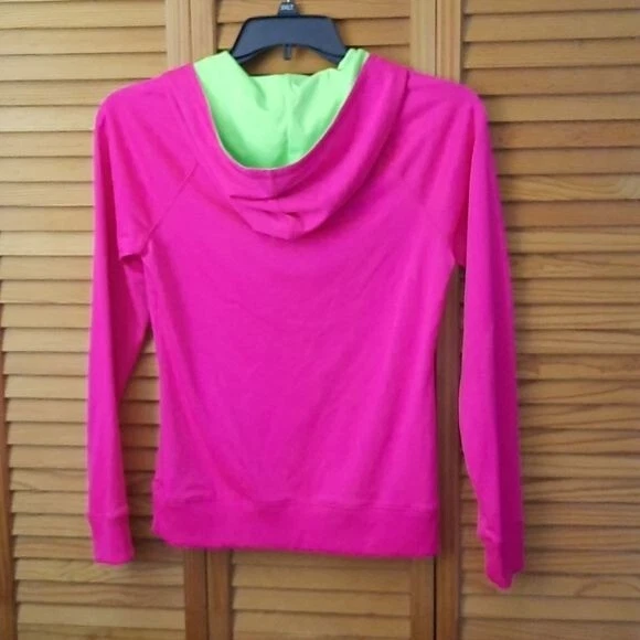 Sudadera con Capucha Fila Sport Rosa Neón y Verde 1/2 Cremallera Talla XL Foto 2 de 4