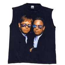 Vintage 90s Elton John Billy Joel "Face to Face" Tour Black T-Shirt Sleeveless
