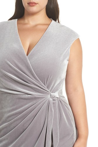 Maggy London Wrap Party Dress Women's Size 22W Silver Gray NWT $148 - Picture 5 of 8