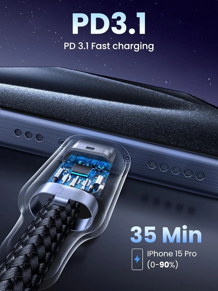 UGREEN 240 W USB C to USB C PD 3.1 Fast Charging Cable for All Mobile/ Devices - Image 3 of 4