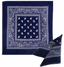 12 Pcs Paisley Print Bandanna Head Warp Scarf Face Cover Neck Cover. Navy Blue