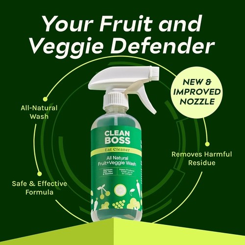 Clean Boss Eat Cleaner Triple Acción Frutas Vegetales Lavado 2 x 12 oz y 1 paquete 32 toallitas - Imagen 6 de 15