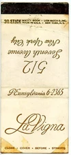 La Vigna Coats, New York City Matchbook