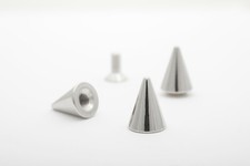 Bag of 20 Cone Spike 13mm high Silver with screwback, leathercraft studsandspike