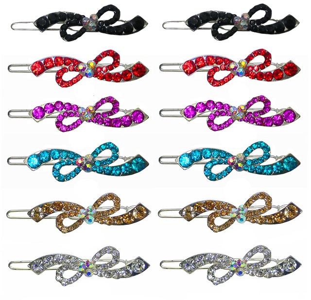 Pair of Small Barrettes with Snap On Hair Clips for Thin Hair U86175