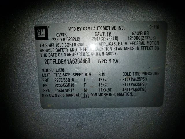 2010 GMC Terrain Right Silver Tail Light Assembly OEM 288589 179K Miles - Image 3 of 4