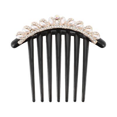 1 Pc Women Faux Pearl Hair Insert Comb for Straight Thick Wavy Curly Hair Black