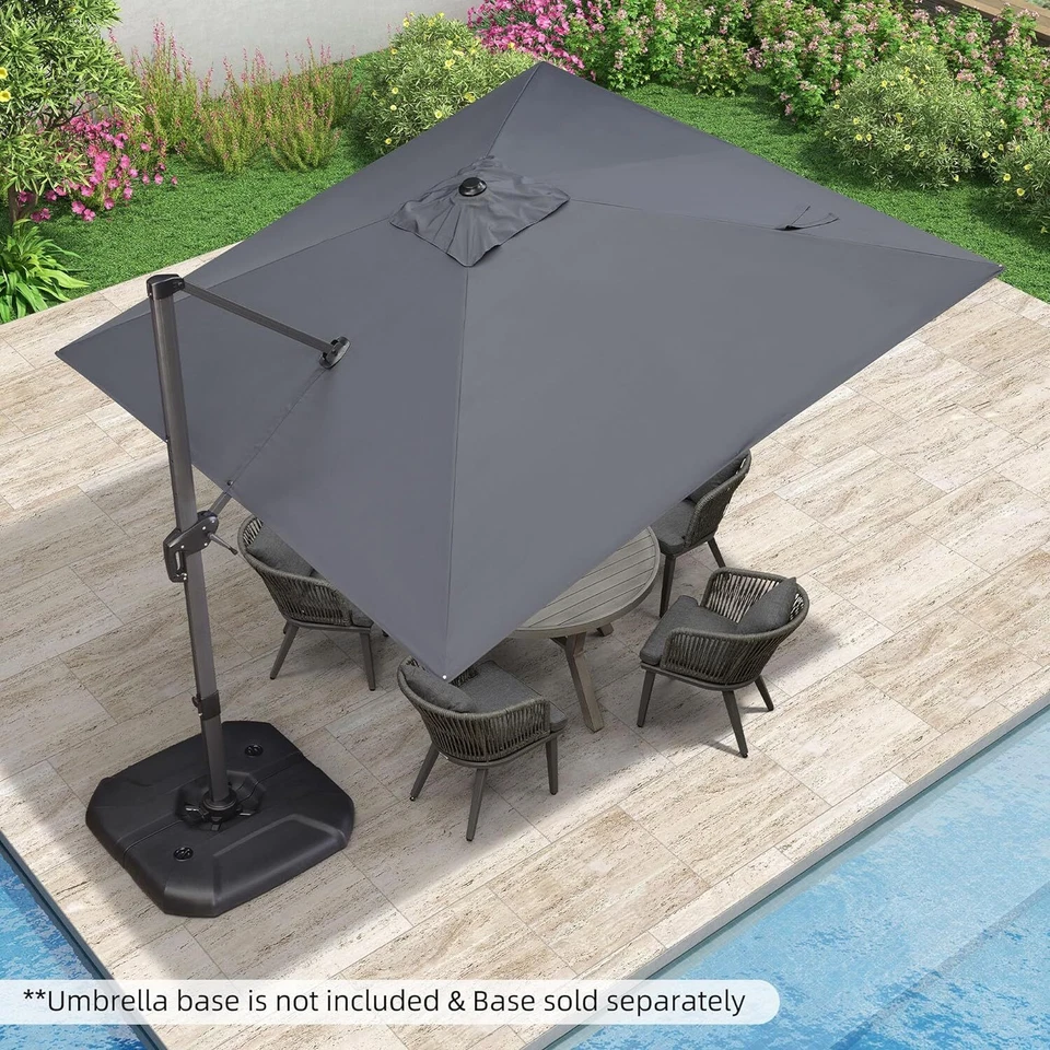 PURPLE LEAF Grey Patio Cantilever Outdoor Umbrella with 360 Degree Rotation - image 2 of 4