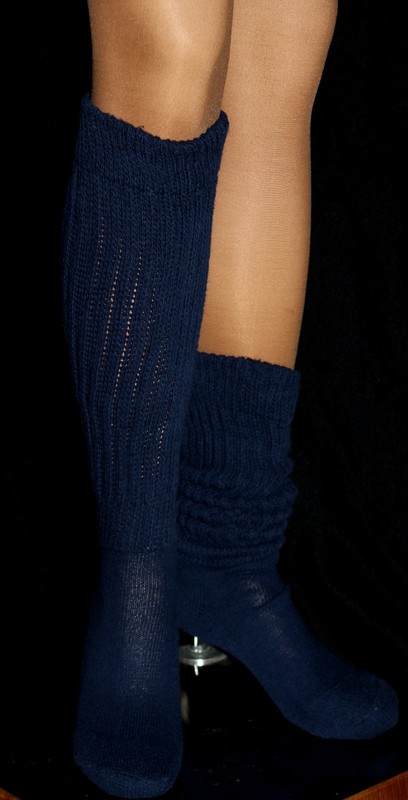 Navy Blue Long Slouch to knee Schunchie Socks Hooters Uniform run walk School