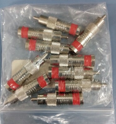 10 PK. RCA Compression Connector Male Plug Audio Video CCTV for RG59u Coax Cable