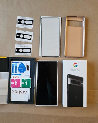 Google Pixel 7 Pro 128GB Obsidian (Unlocked) Original Box Warranty, Accessories