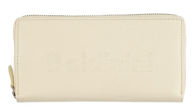 Baldinini Ivory Nude Italian leather wallet long zip pockets card ID luxury NWT