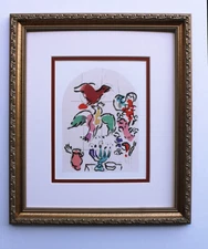 WOW 1962 CHAGALL Jerusalem Windows Color Lithograph "The Asher Tribe" Framed COA