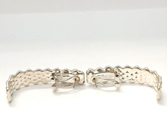 Fancy Large Stud Earrings Solid Silver Israel 197… - image 2