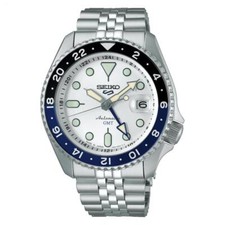 Seiko 5 Sports SBSC017 White Dial SKX Sports Style GMT Automatic Men Watch New