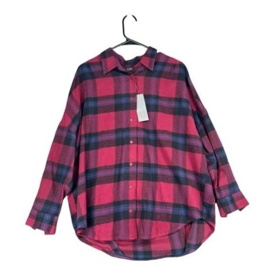 French Connection NWT Women s S Small Red Plaid Flannel Button Shirt Rhodes
