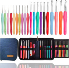 Crochet Hooks Set 20 Sizes 0.5mm - 10mm Ergonomic Handles Case Scissors Needles