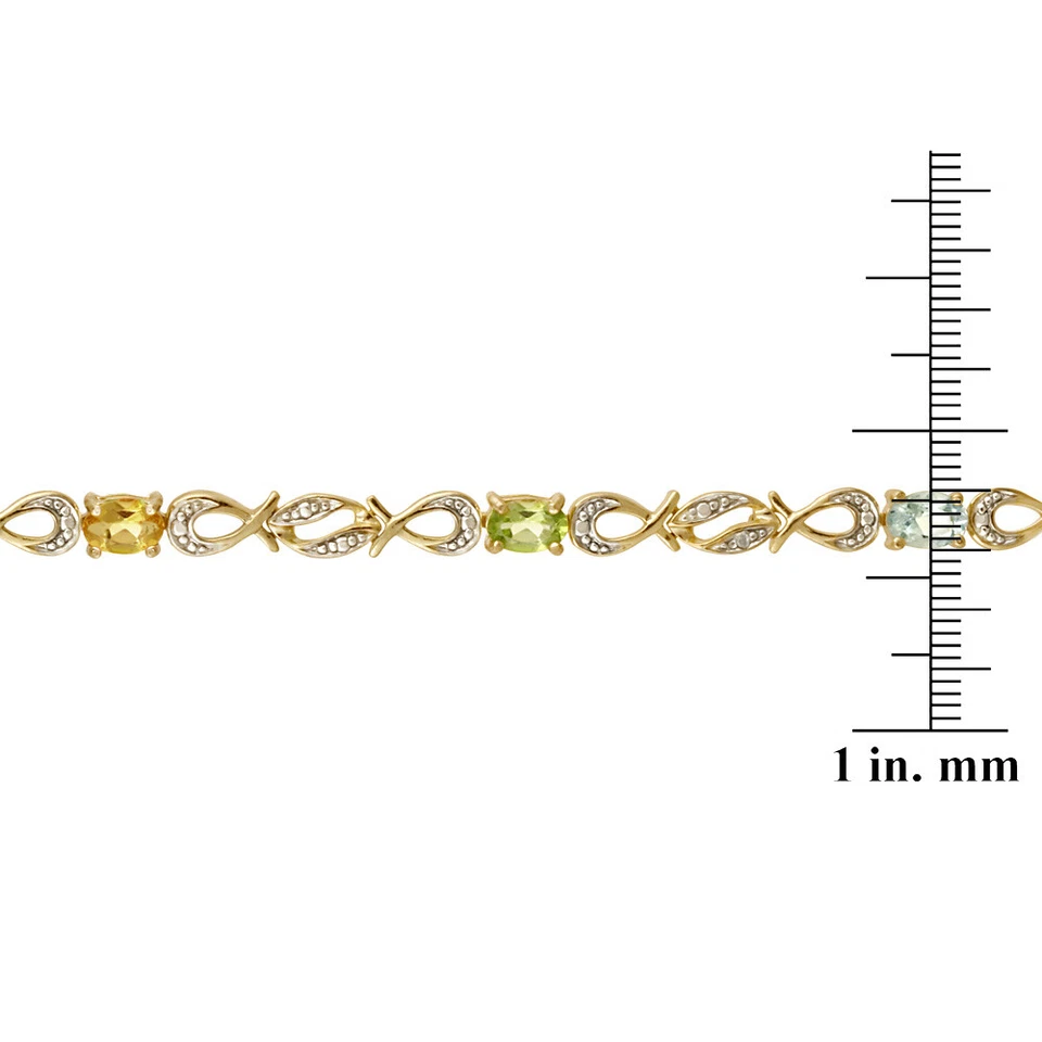 Oro sobre plata 2,89 quilates. Brazalete infinito de múltiples piedras preciosas y diamantes Foto 3 de 3