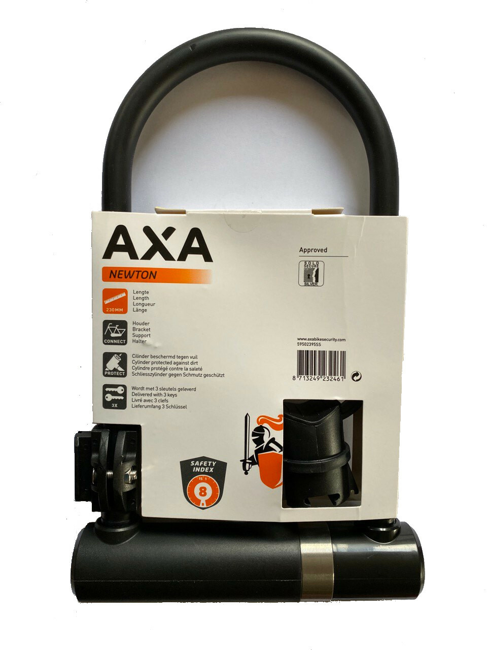 LUCCHETTO AD ARCO AXA NEWTON UL 230 -SPESSORE 14MM ACCIAIO TEMPRATO SAFETY LEV 8
