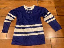 1960s Vintage HOCKEY BLUE WHITE Jersey YOUTH MEDIUM LARGE NEVER WORN