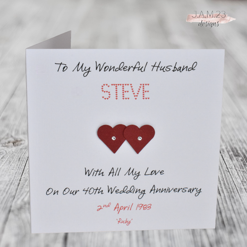 Personalised Ruby 40th Wedding Anniversary Card Husband Wife | eBay UK