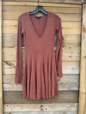 Forever 21 Dress Small Crimson orange long sleeve a line dress Forever 21