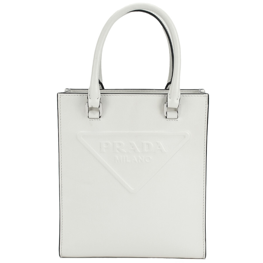 Prada Embossed Triangle Mini Tote Bag 2Way Shoulder 1Ba333 White 