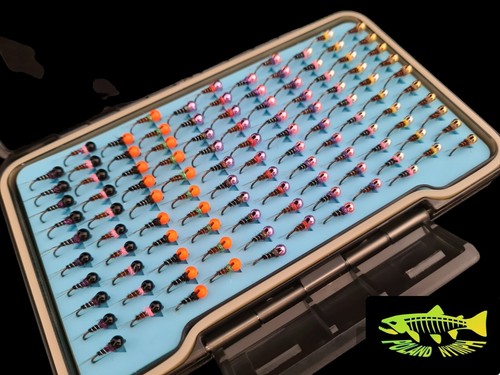 Premuim PT French Box 110 Euro Jig Nymphs size 12-14 Hooks Tungsten Heads - Picture 4 of 7