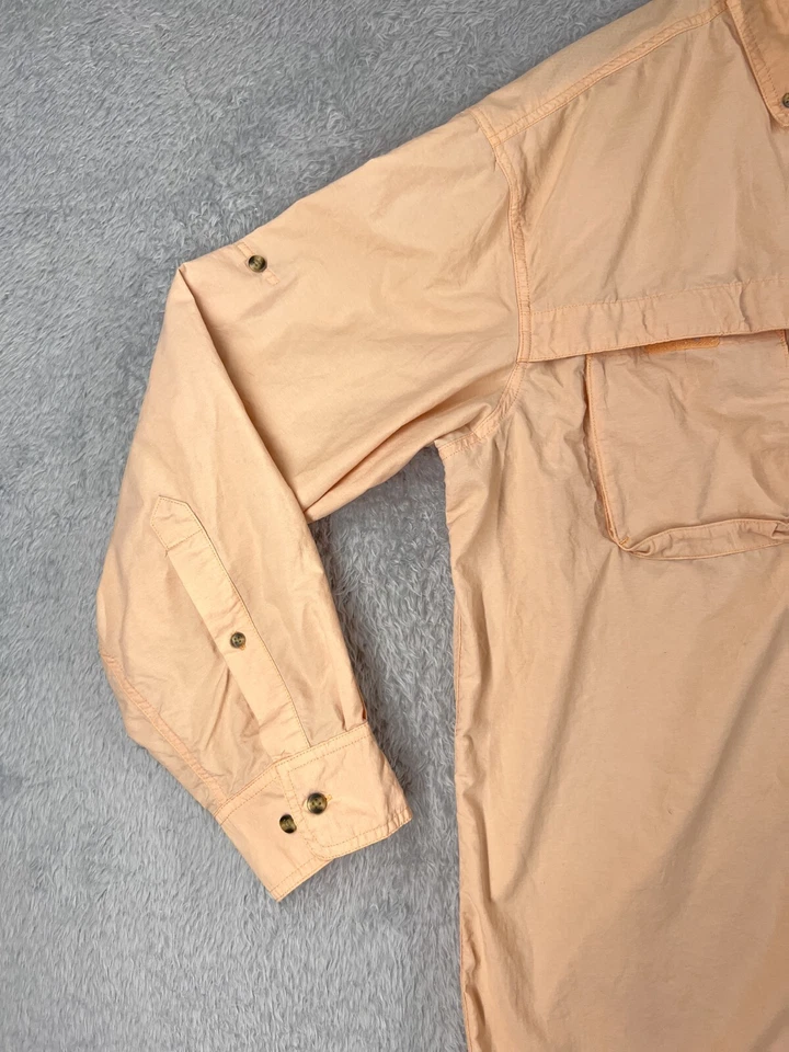 LL Bean Shirt Adult Large Orange Fishing Hiking Button Up Long Sleeve Nylon Vent - Image 3 of 4
