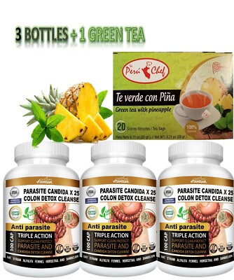300 Parasite Cleanse DETOX Liver Colon Yeast Blood Support COLON CLEANSER &TEA