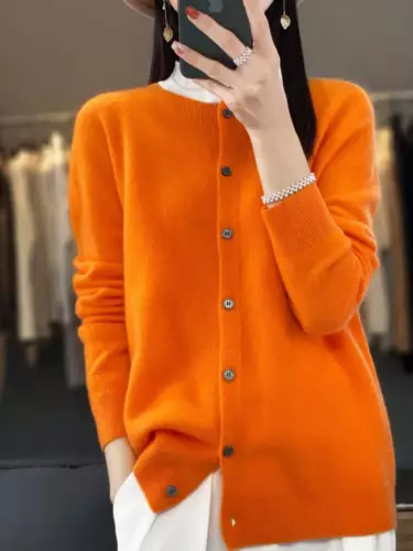 Long Sleeve 100% Merino Wool Sweaters Cashmere Cardigan Spring Autumn Women O-Ne - Picture 53 of 84